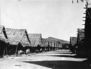 A row of huts in the Hospital Camp.